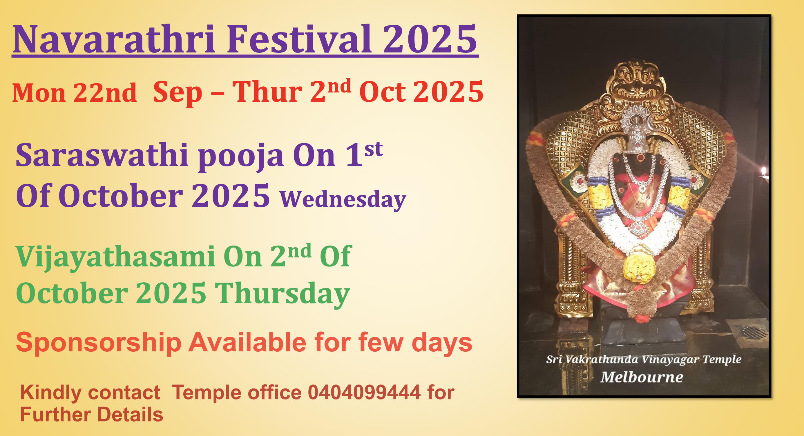 Navarathri Festival 2025 (22nd Sep – 2nd Oct)